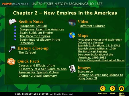 Chapter 2 – New Empires in the Americas