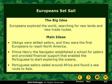 Europeans Set Sail The Big Idea