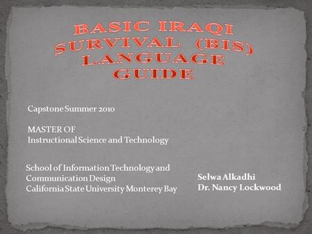 BASIC IRAQI SURVIVAL (BIS) LANGUAGE GUIDE