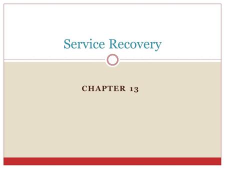 CHAPTER 13 Service Recovery. Why is service recovery so important? Discussion Question.