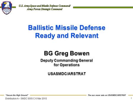 Ballistic Missile Defense Ready and Relevant Deputy Commanding General