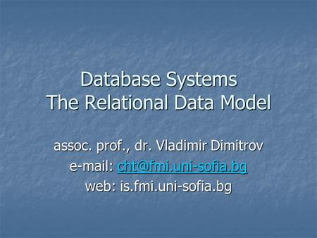 Database Systems The Relational Data Model