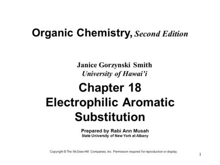 Chapter 18 Electrophilic Aromatic Substitution