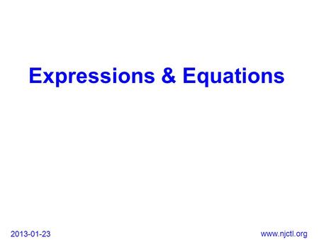 Expressions & Equations
