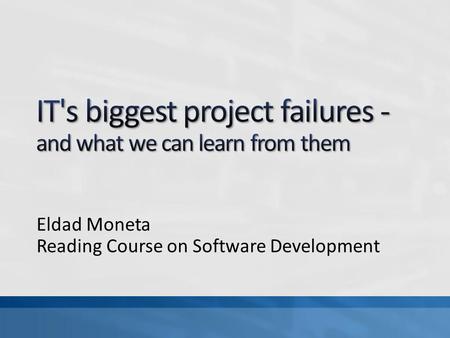 Eldad Moneta Reading Course on Software Development.