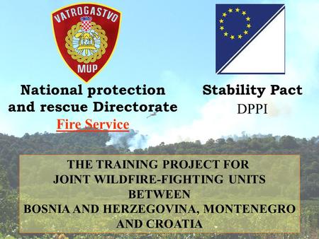 Stability Pact DPP National protection and rescue Directorate Fire Service Stability Pact DPPI THE TRAINING PROJECT FOR JOINT WILDFIRE-FIGHTING UNITS BETWEEN.