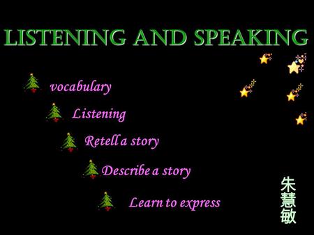 Listening and speaking vocabulary Listening Retell a story Describe a story Learn to express.