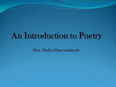 An Introduction to Poetry