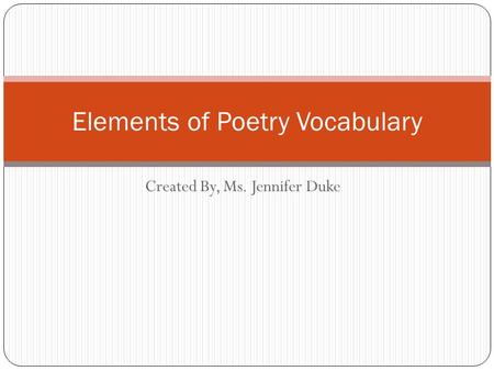 Elements of Poetry Vocabulary