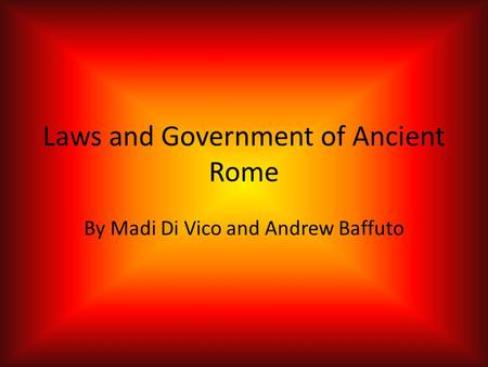 Laws and Government of Ancient Rome