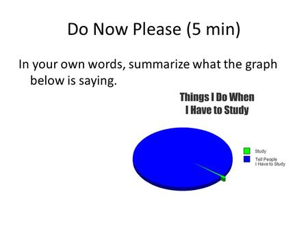 Do Now Please (5 min) In your own words, summarize what the graph below is saying.