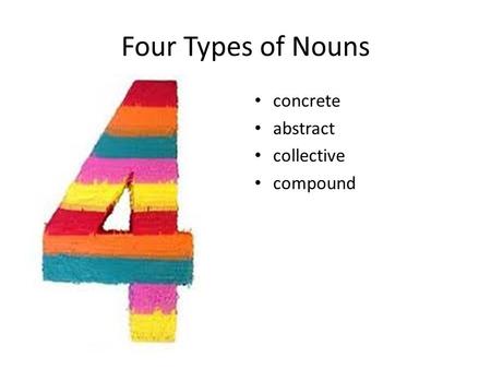 Four Types of Nouns concrete abstract collective compound.