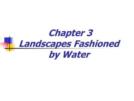 Chapter 3 Landscapes Fashioned by Water. Earth’s External Processes Weathering, mass wasting, and erosion are all called external processes because they.