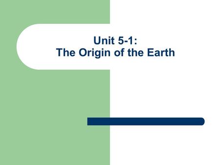 Unit 5-1: The Origin of the Earth. A long time ago… The first phase of Earth’s lifecycle had no atmosphere and no oceans. It was a barren, lifeless rock.
