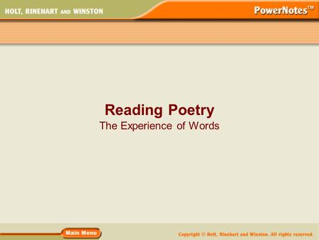Reading Poetry The Experience of Words. What Is Poetry? Poetry is a type of rhythmic, compressed language that uses figures of speech and imagery to appeal.