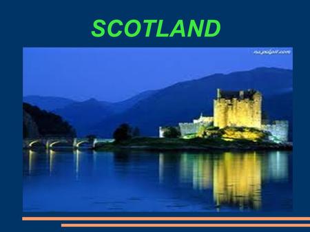 SCOTLAND. Scotland is 1 of the 4 parts of the United Kingdom. It has 5 295 000 citizens. The biggest town is Glasgow. The capital of Scotland is Edinburgh.