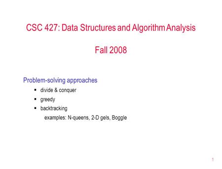 CSC 421: Algorithm Design & Analysis - ppt download