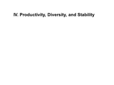 IV. Productivity, Diversity, and Stability. A. Productivity.