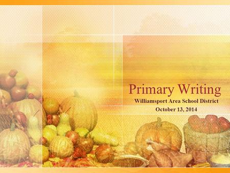 Primary Writing Williamsport Area School District October 13, 2014.