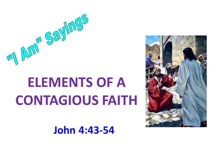 ELEMENTS OF A CONTAGIOUS FAITH John 4:43-54. John stated the purpose of his book 30 Jesus did many other miraculous signs in the presence of his disciples,