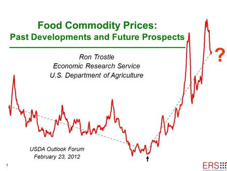 1 Food Commodity Prices: Past Developments and Future Prospects Ron Trostle Economic Research Service U.S. Department of Agriculture ? USDA Outlook Forum.