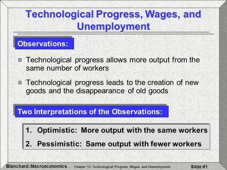 Technological Progress, Wages, and Unemployment