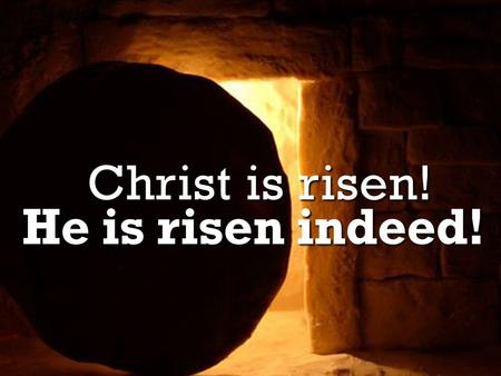 He is risen indeed! Christ is risen!. He is risen! John 20.1-18.