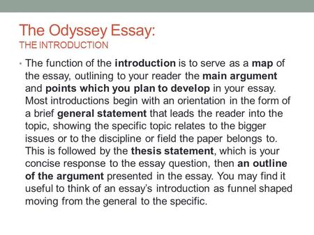 The Odyssey Essay: THE INTRODUCTION