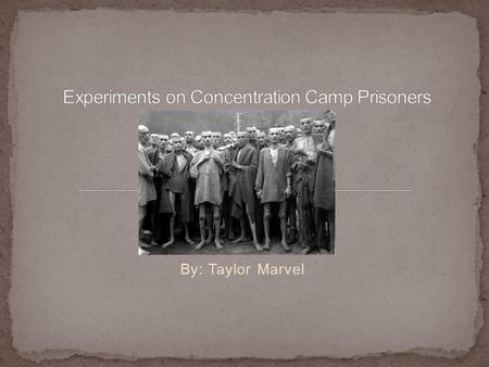By: Taylor Marvel. Why the Nazi’s experimented on Jews and other races.