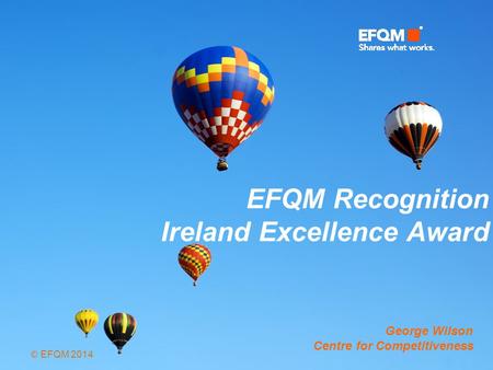 © EFQM 2014 EFQM Recognition Ireland Excellence Award George Wilson Centre for Competitiveness.
