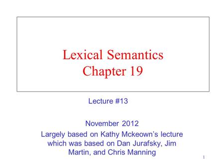 Lexical Semantics Chapter 19