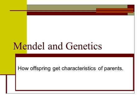 How offspring get characteristics of parents.