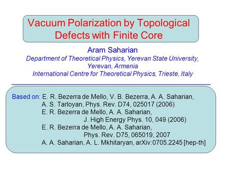 Vacuum Polarization by Topological Defects with Finite Core