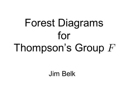 Forest Diagrams for Thompson’s Group Jim Belk. Associative Laws Consider the following piecewise-linear homeomorphism of  :