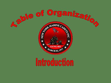 Table of Organization Introduction.