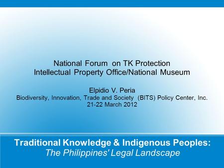National Forum  on TK Protection