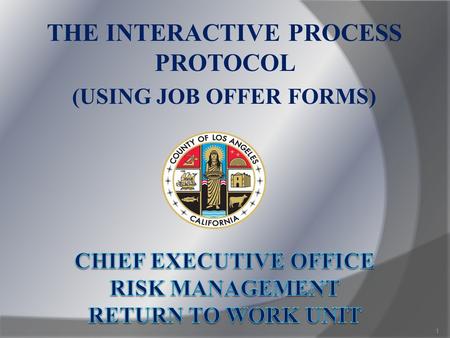 THE INTERACTIVE PROCESS PROTOCOL (USING JOB OFFER FORMS) 1.