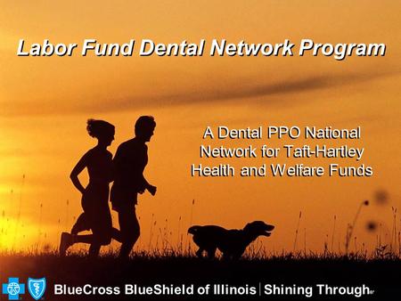 BlueCross BlueShield of IllinoisShining Through ®′ Labor Fund Dental Network Program A Dental PPO National Network for Taft-Hartley Health and Welfare.