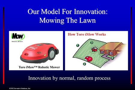 ©2002 Inventive Solutions, Inc. Our Model For Innovation: Mowing The Lawn Innovation by normal, random process.