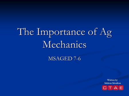 The Importance of Ag Mechanics