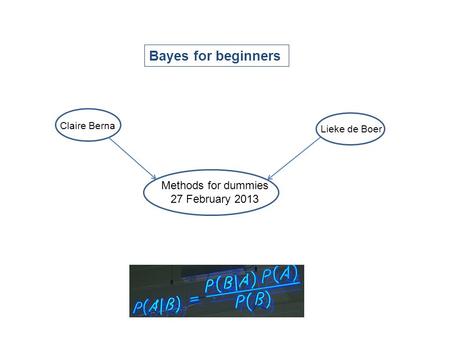 Bayes for beginners Methods for dummies 27 February 2013 Claire Berna