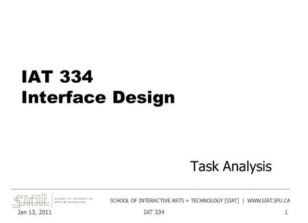 IAT 334 Interface Design Task Analysis