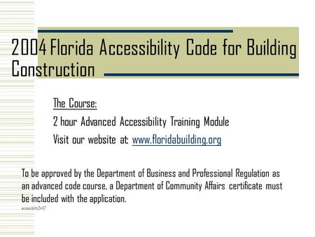 2004 Florida Accessibility Code for Building Construction