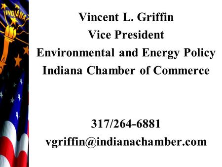 Vincent L. Griffin Vice President Environmental and Energy Policy Indiana Chamber of Commerce 317/264-6881