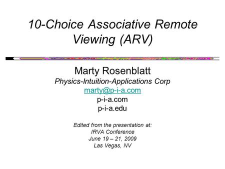 10-Choice Associative Remote Viewing (ARV)
