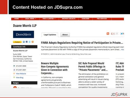 Content Hosted on JDSupra.com. Alerts, articles, blog posts…