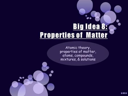 Big Idea 8: Properties of Matter