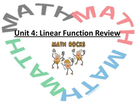 Unit 4: Linear Function Review. Play for Extra Credit!! This Review Game is posted on Mrs. Laurenzi’s website. If you play at home and bring in all of.