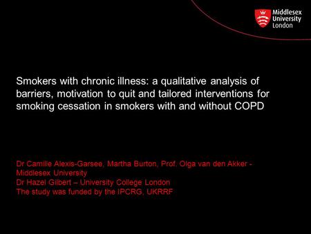 Postgraduate Course Feedback Smokers with chronic illness: a qualitative analysis of barriers, motivation to quit and tailored interventions for smoking.