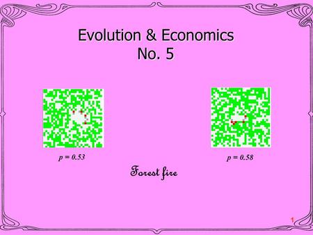 1 Evolution & Economics No. 5 Forest fire p = 0.53 p = 0.58.